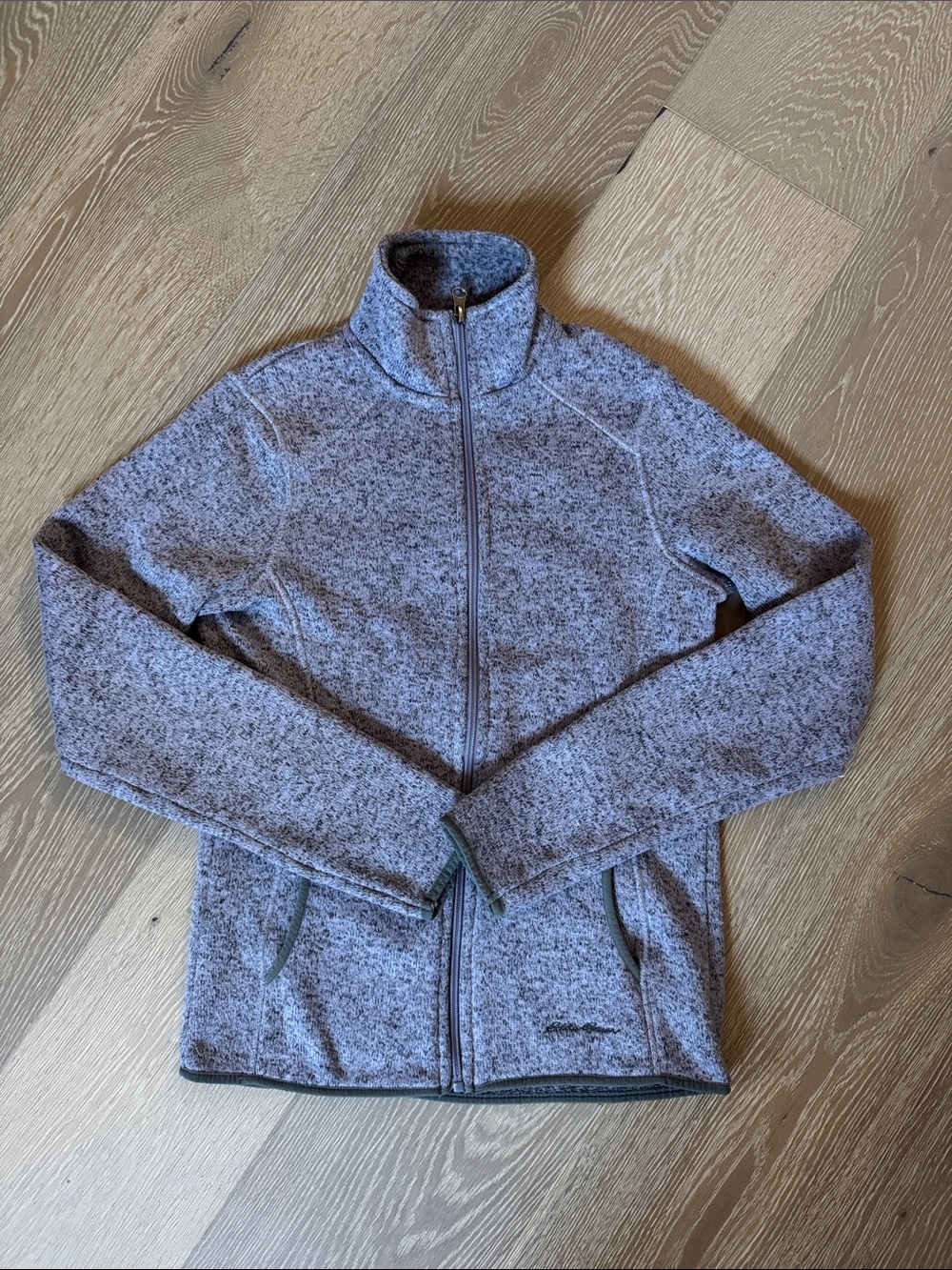 Eddie Bauer Heathered Fleece Lavender Full-Zip Jacket